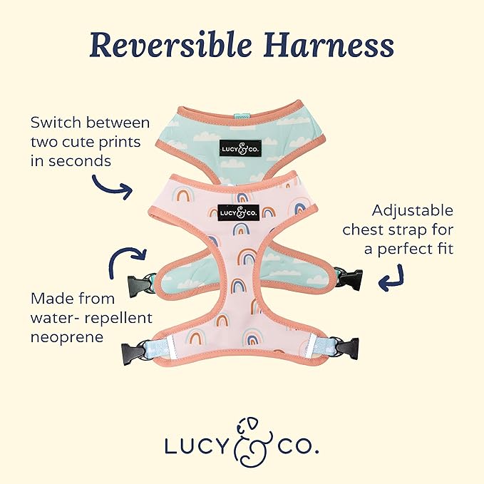 Lucy & Co. in The Clouds, Cute Reversible Dog Harness Walking Halter - Image 2
