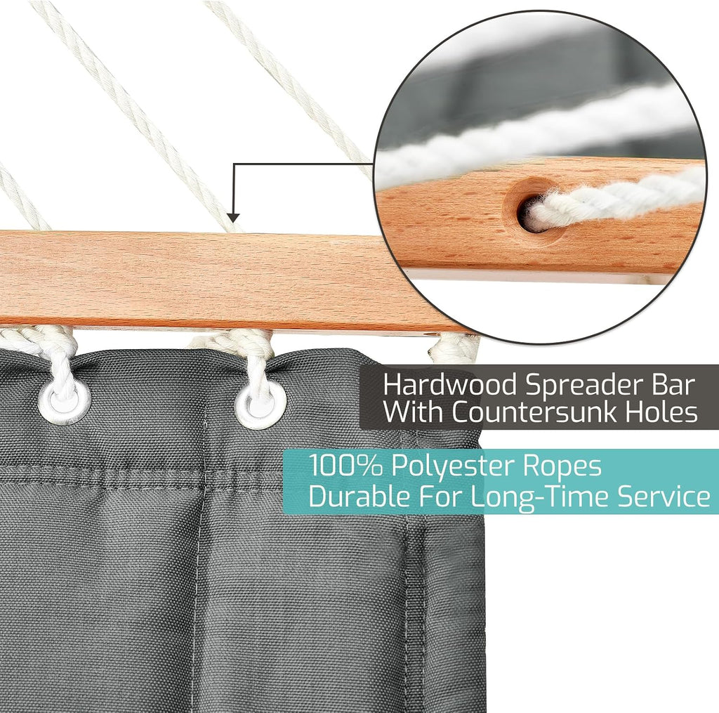 CHULIM Double Quilted Hammock with Hardwood Spreader Bars and Pillow