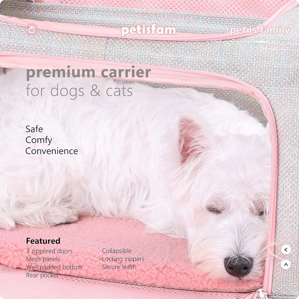 Soft Cute Travel Pet Carrier Bag for Medium Cats, Kitty and Puppy, Fantasy Pink, M