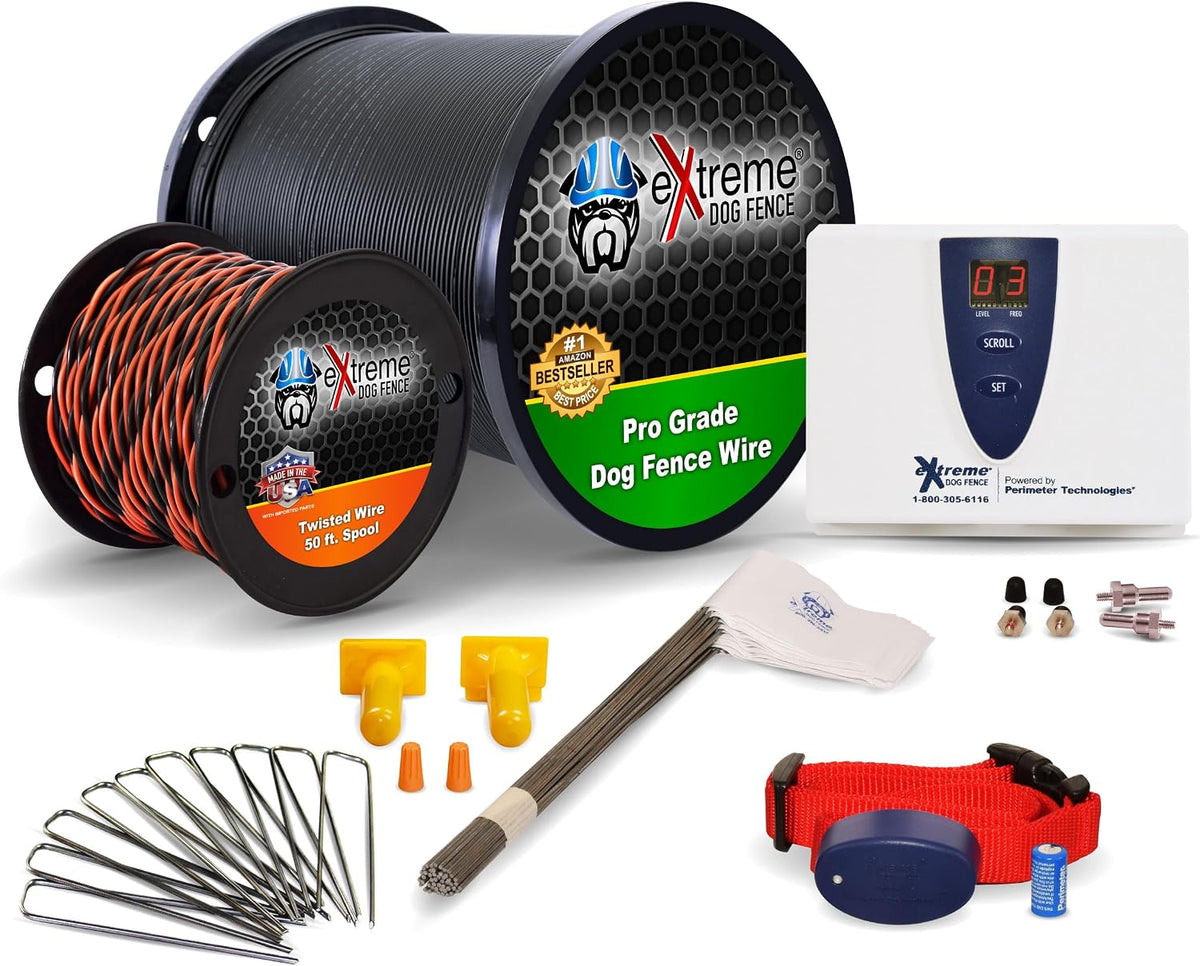 Underground Electric Dog Fence Kit, Pro Grade, 1-Dog, 1000 ft