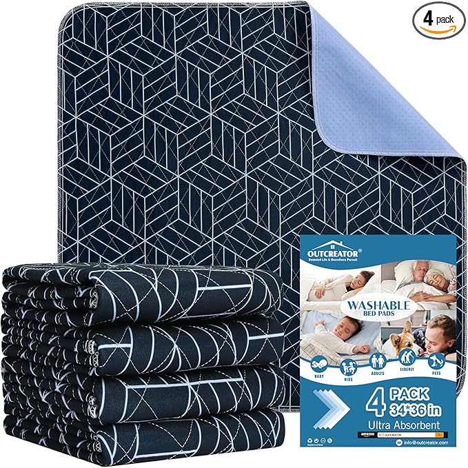 OUTCREATOR® Washable Bed Pads 34" x 36", Incontinence Mattress Protector by OUTCREATOR