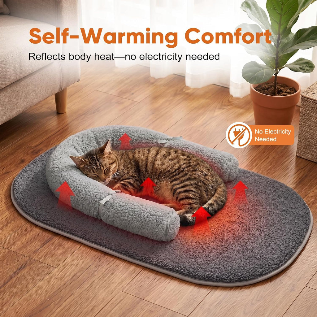 Cat Mat Self Warming Cat Bed with Soft U-Shaped Pillow