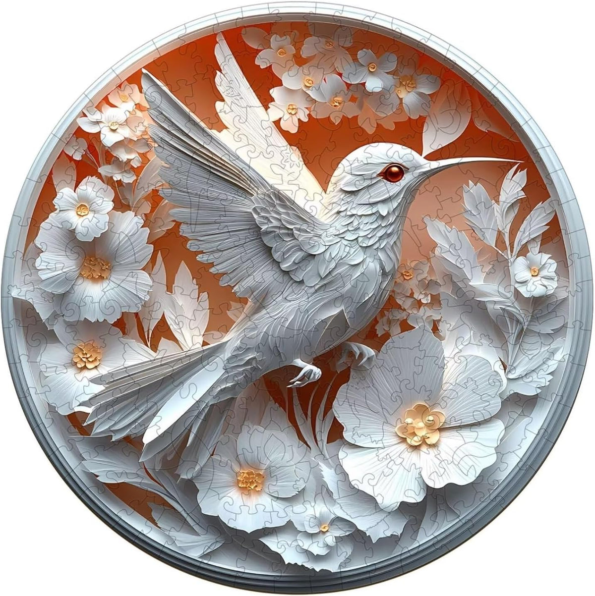 Wooden Puzzles Adults 300 Pieces, White Owl Animal Shaped Wood Puzzle with Unique 3D Paper Carved Effect, Challenging Jigsaw Puzzles, Christmas Birthday Gifts for Women Mom, Wall Decor13.3in