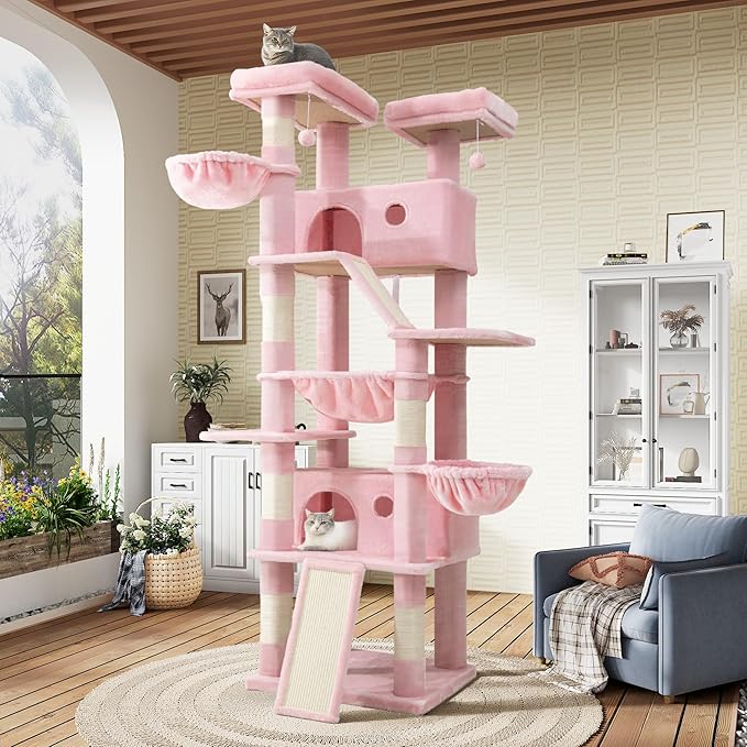 SHA CERLIN 81in Multi-Level Tall Cat Tree Tower by SHACERLIN