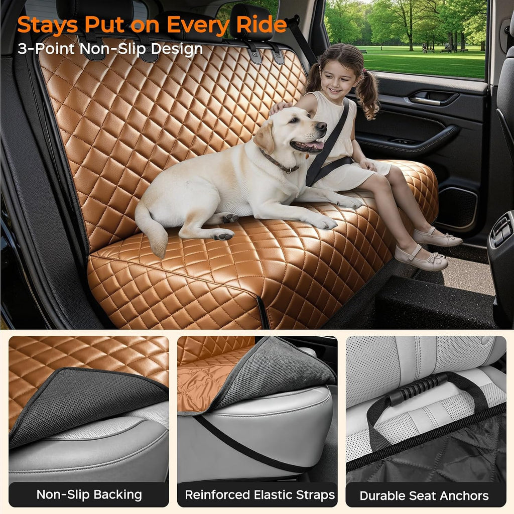 URPOWER Dog Car Seat Cover for Back Seat, Waterproof PU Leather