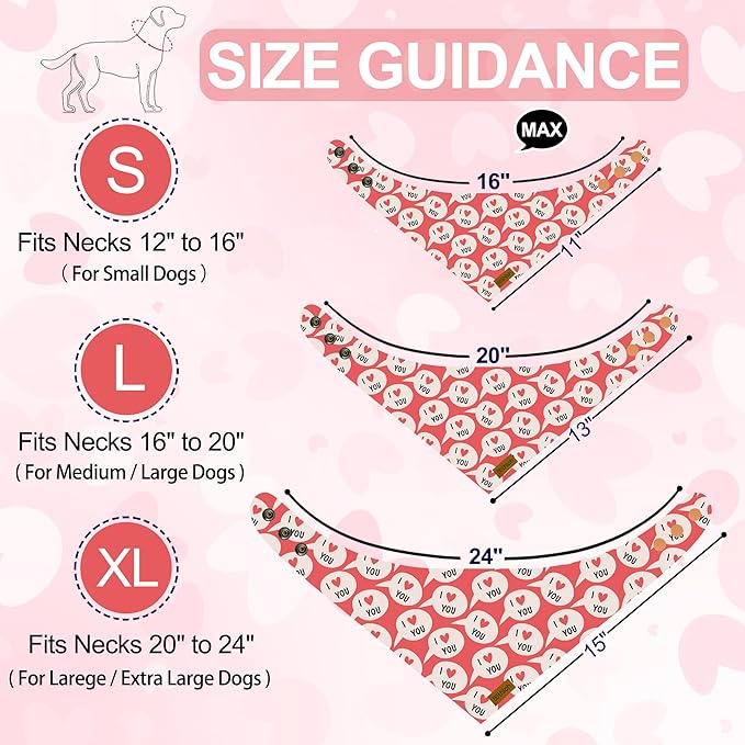Valentines Dog Bandanas with Snap Button - Image 2