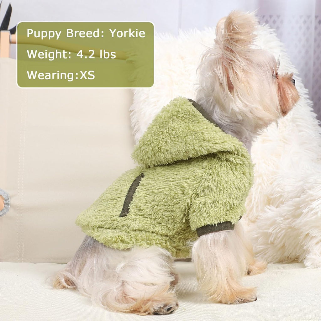 Dog Sweater Dog Winter Clothes for Small Dogs Boy Girl Pet Hoodies Puppy Cold Weather Coats Fall Doggie Sweatshirt for Chihuahua Yorkie Cat Sweater Costumes, Green, M