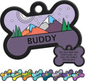 GoTags Silent Dog Tag, Personalized Engraved Bone Silicone Dog and Cat Name Pet by GoTags