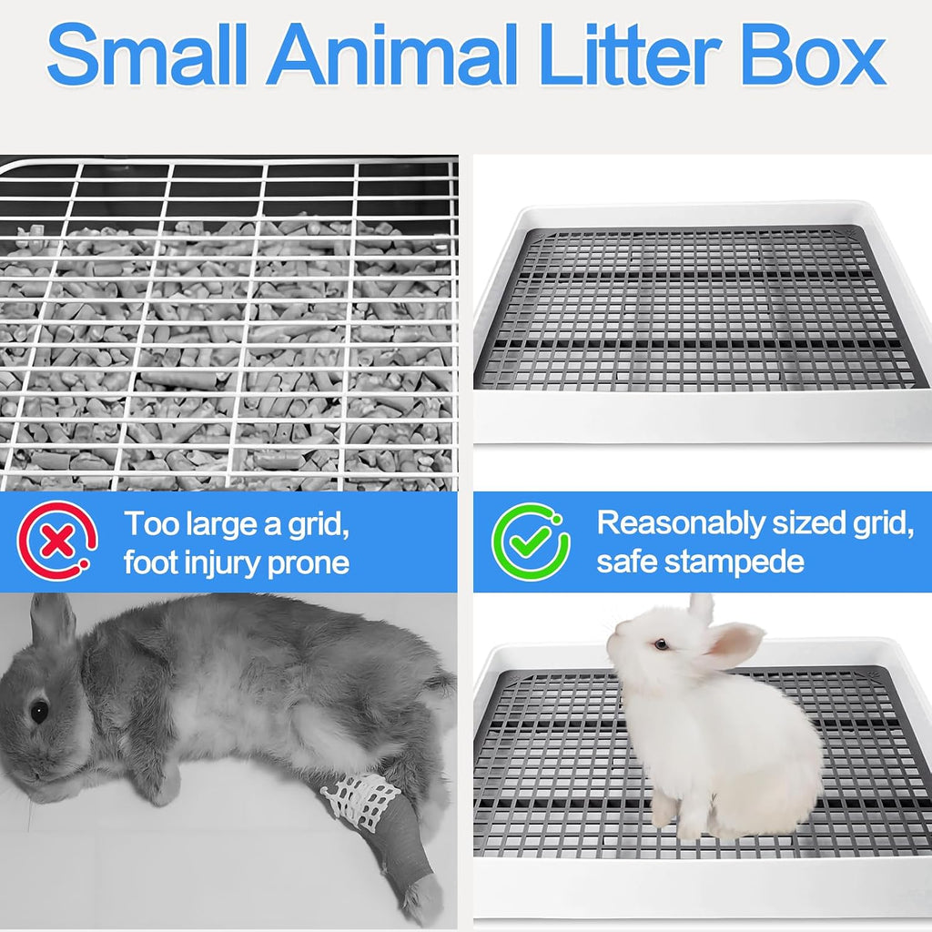 2 Pack Rabbit Litter Box with Grate, Large Shallow Bunny Litter Box