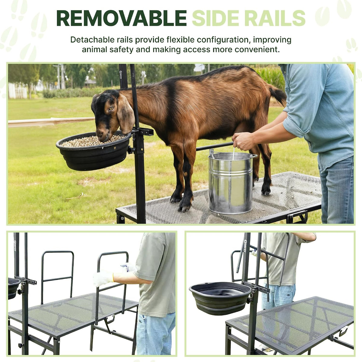 Goat Milking Stand, Goat Stand for Hoof Trimming & Grooming, Black
