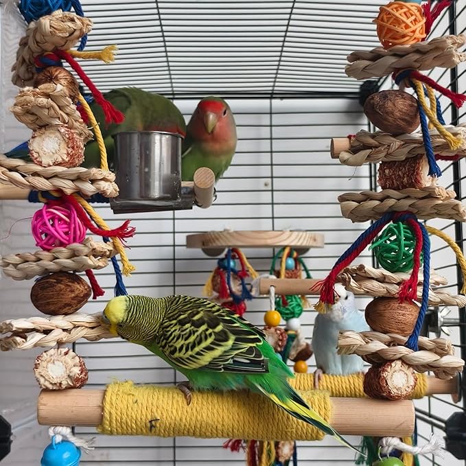 Bird Swings Toys for Parakeets Parrot, Natural Bird Perch Cage Hanging Chew - Image 5