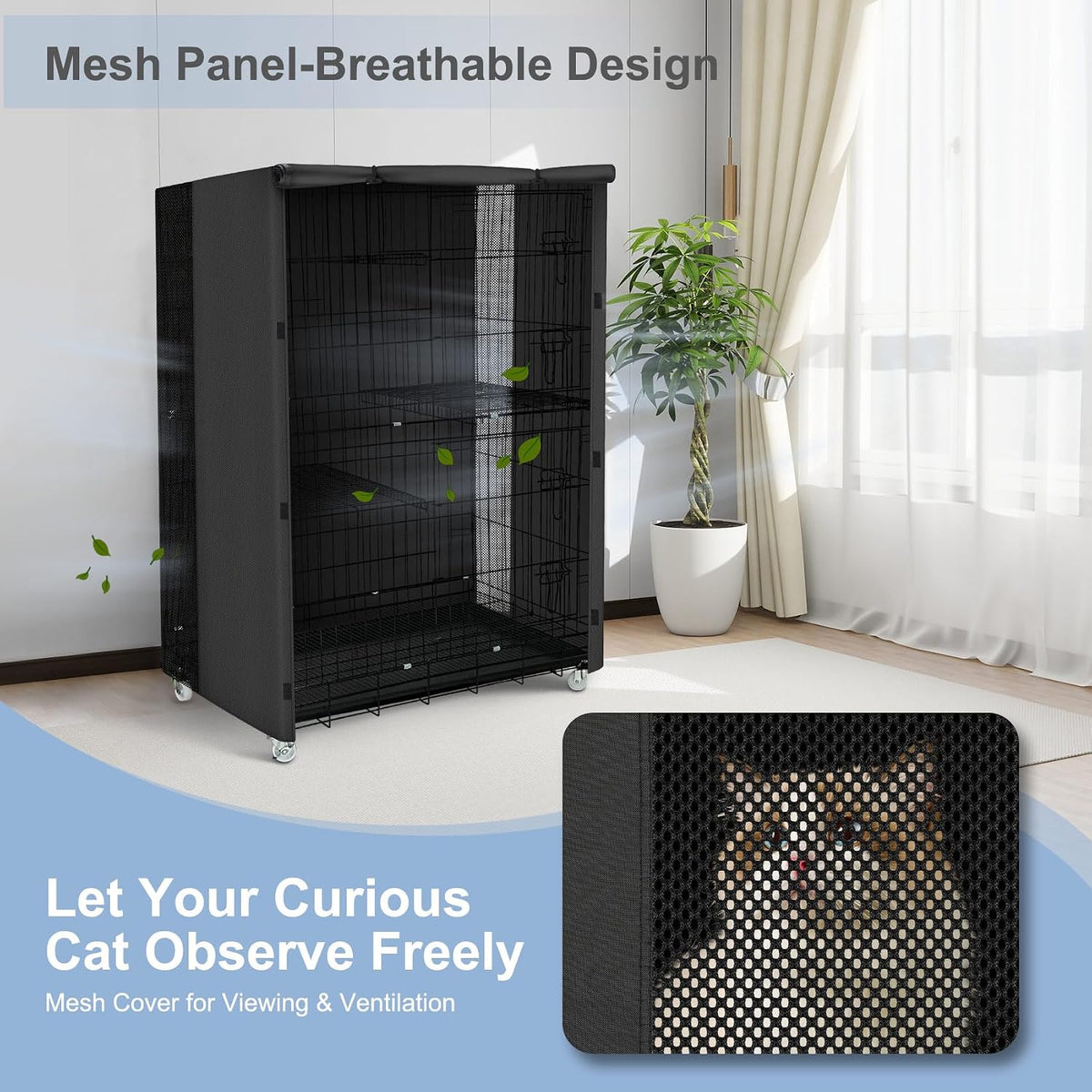 ExploreLand Breathable Cat Cage Cover,36" L x 24" W x 50" H