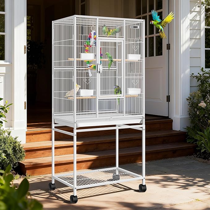 VIVOHOME 54 Inch Wrought Iron Large Bird Flight Cage - Image 8