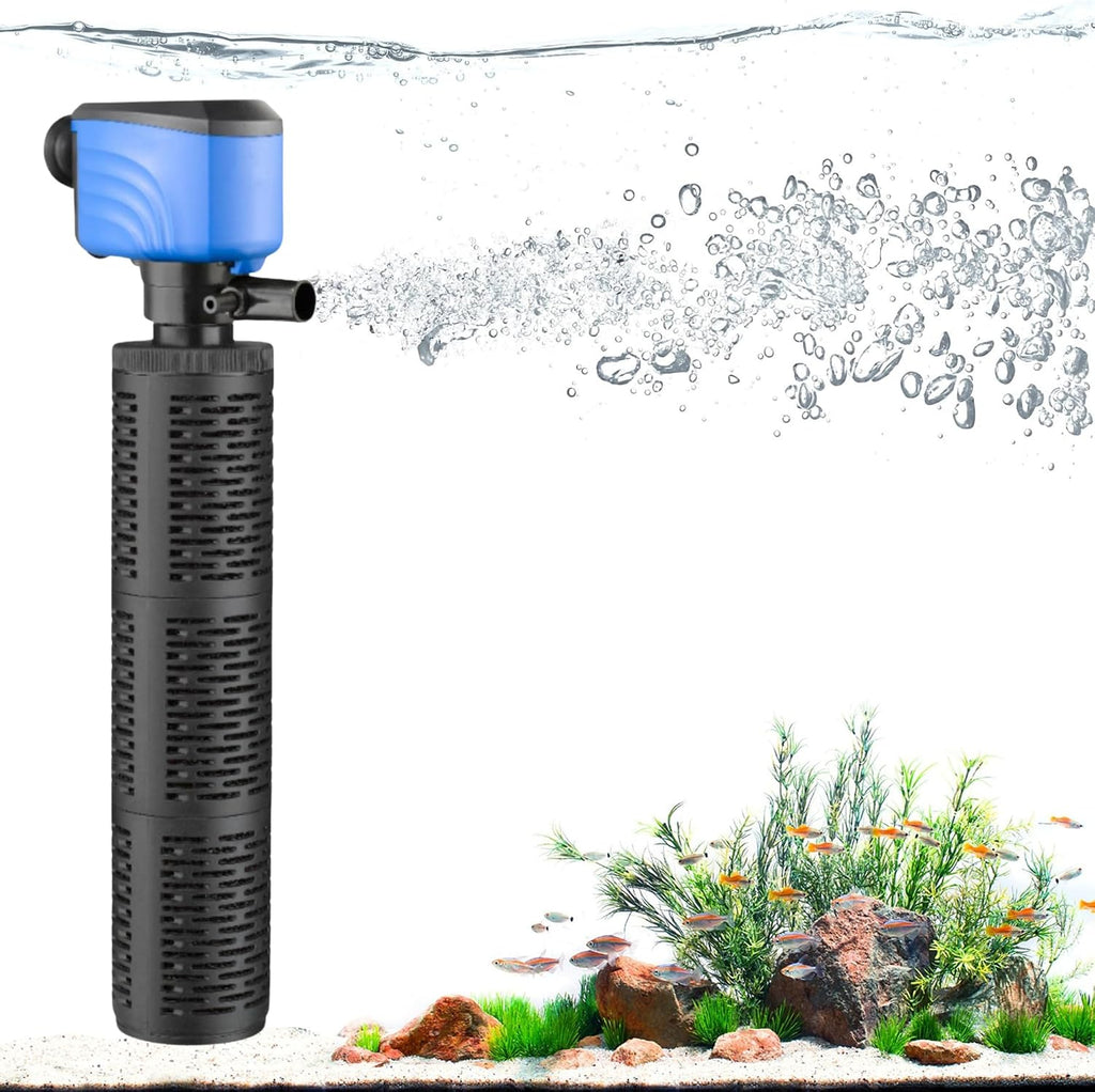 50-150 Gallon Submersible Aquarium Filter, Internel Fish Tank Filters for Large Tanks, Whisper Turtle Tank Filter for Small Pond, Saltwater & Freshwater, Sky Blue