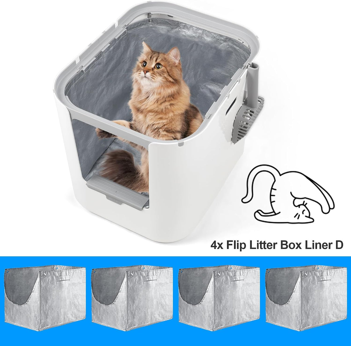 4 Pack Reusable Type D Liners Compatible with Modkat XL Litter Box
