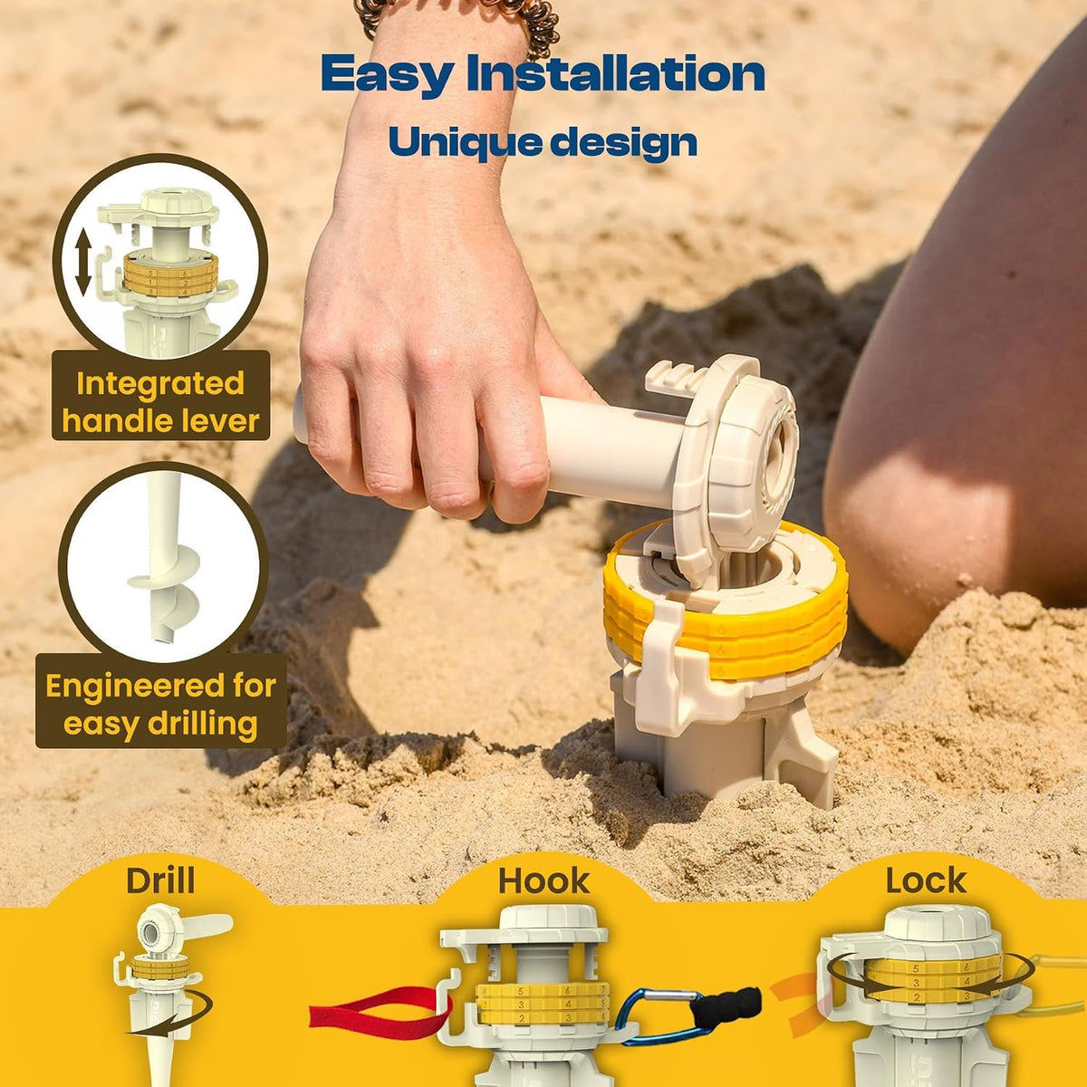 DIGGO Beach Anchor with Combination Lock, Anti-Theft Umbrella & Dog Stake 1.0