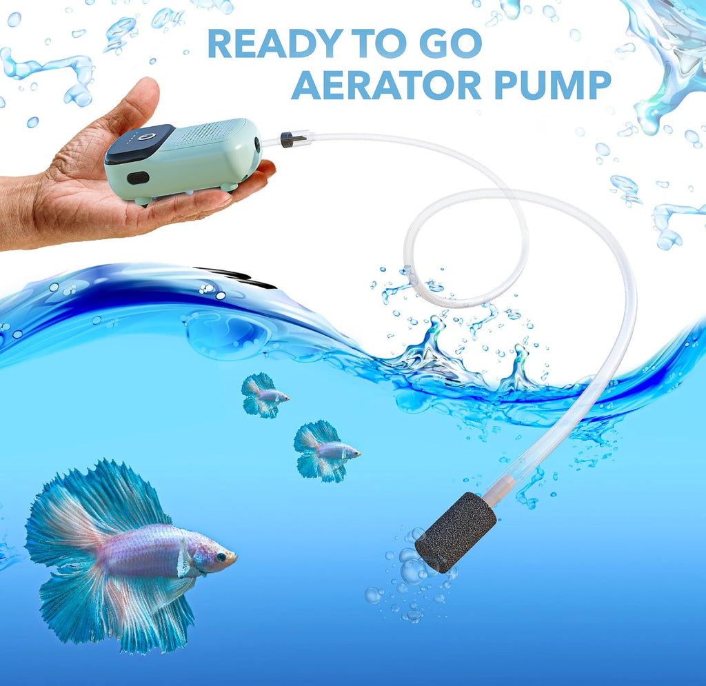 Skywin Portable Aerator for Fish,USB Rechargeable Live Bait Aerator 18–32H Battery, Keeps Bait Alive Anywhere, Quiet Aquarium Water Pump for Buckets, Coolers, Aquariums, Salt & Freshwater