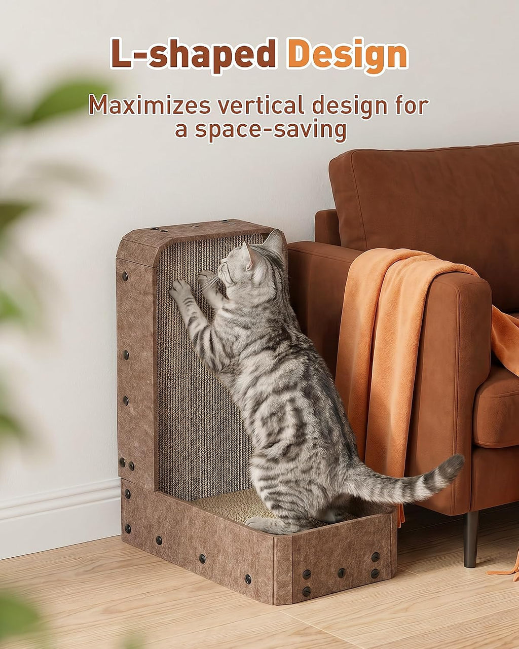 18.9" Felt Cat Scratcher with Full Enclosure Holds Scrap, Medium