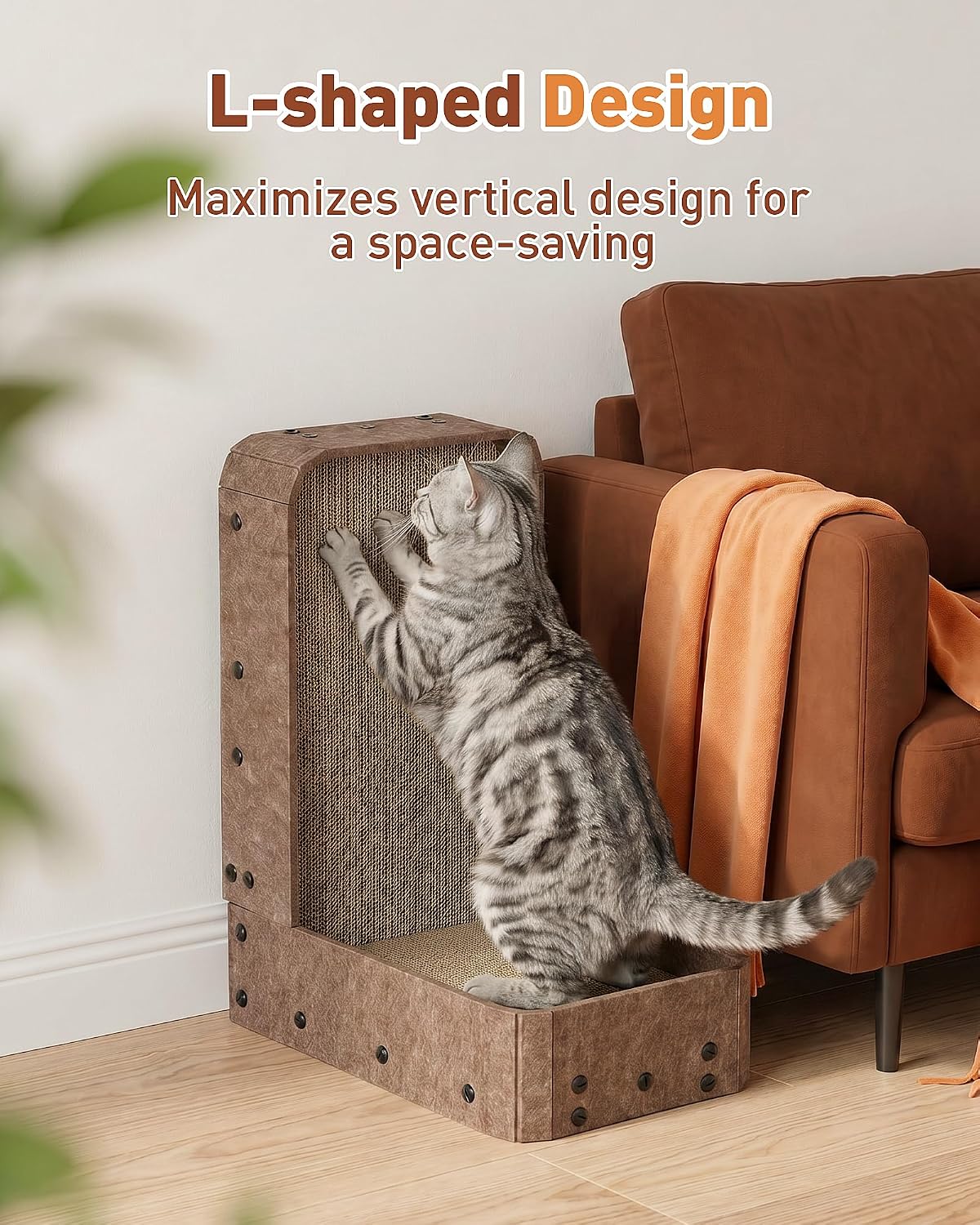 18.9" Felt Cat Scratcher with Full Enclosure Holds Scrap, Medium