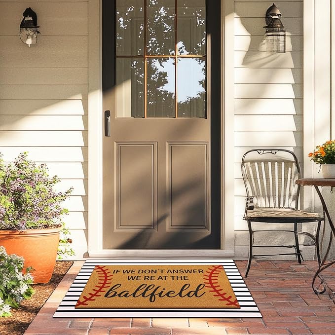 Tinideya 2 Pcs Baseball Door Mat Ballfield Welcome Non Slip Coir Mats Ballfield - Image 6