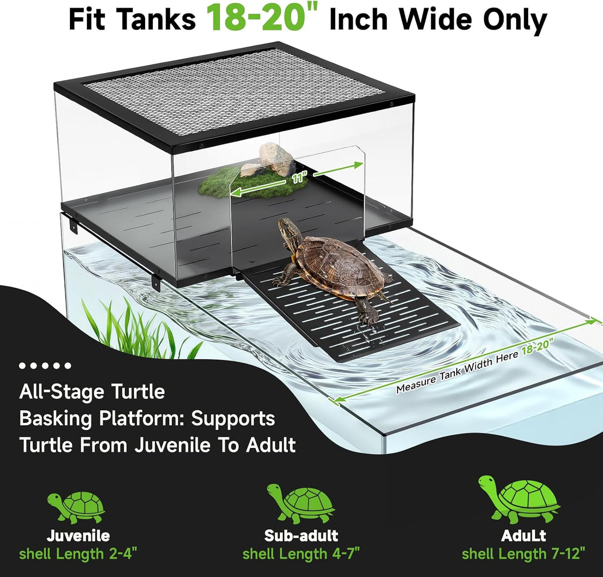 Turtle Basking Platform, Stainless Steel Ramp for 18-20" Aquariums