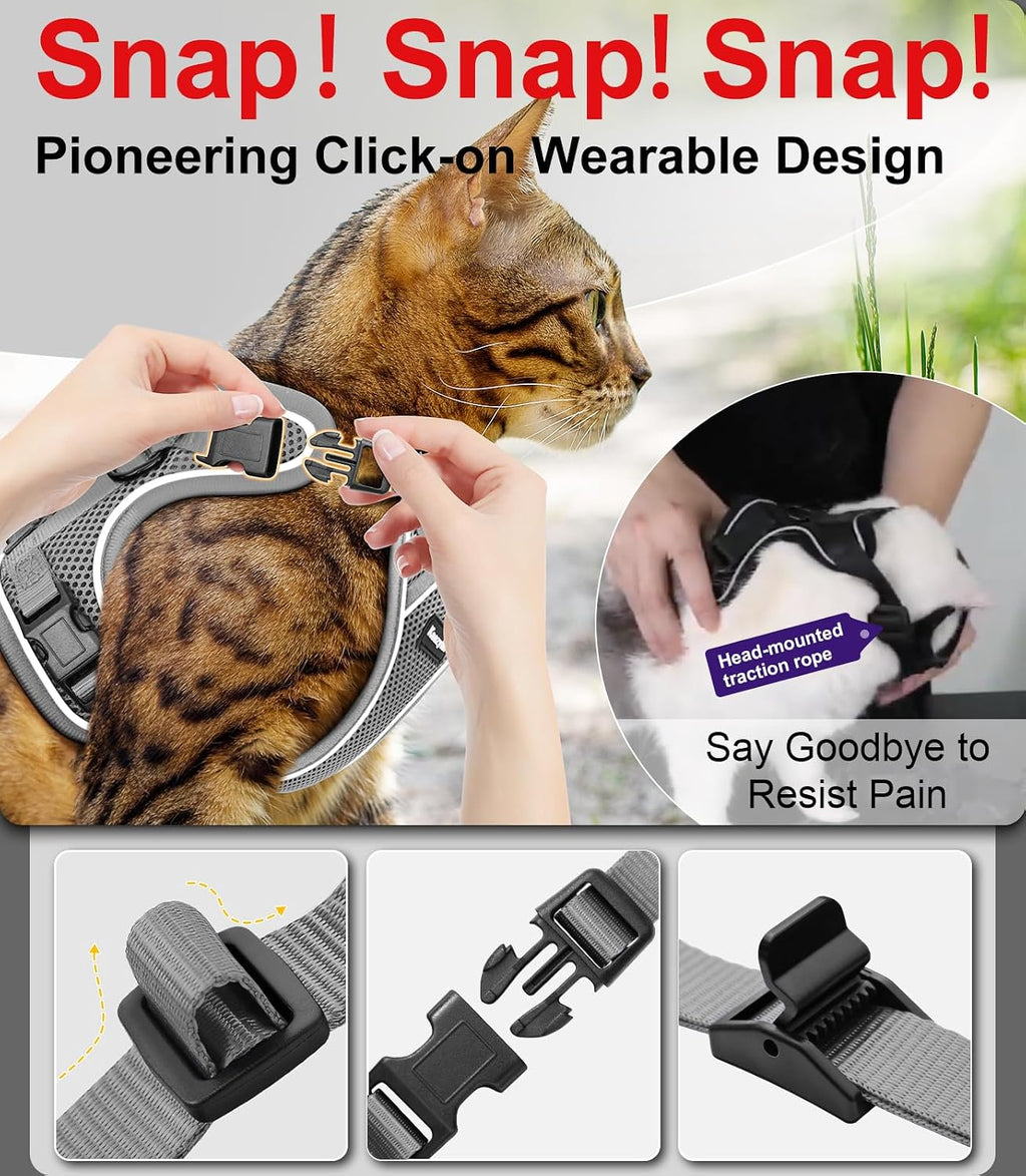 Cat Harness and Leash for Walking Escape Proof Soft Adjustable Cat Leash