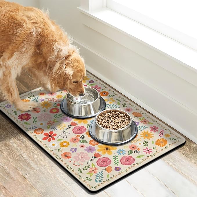 Pet Feeding Mat for Floors Waterproof Dog Mat for Food and Water Absorbent - Image 7