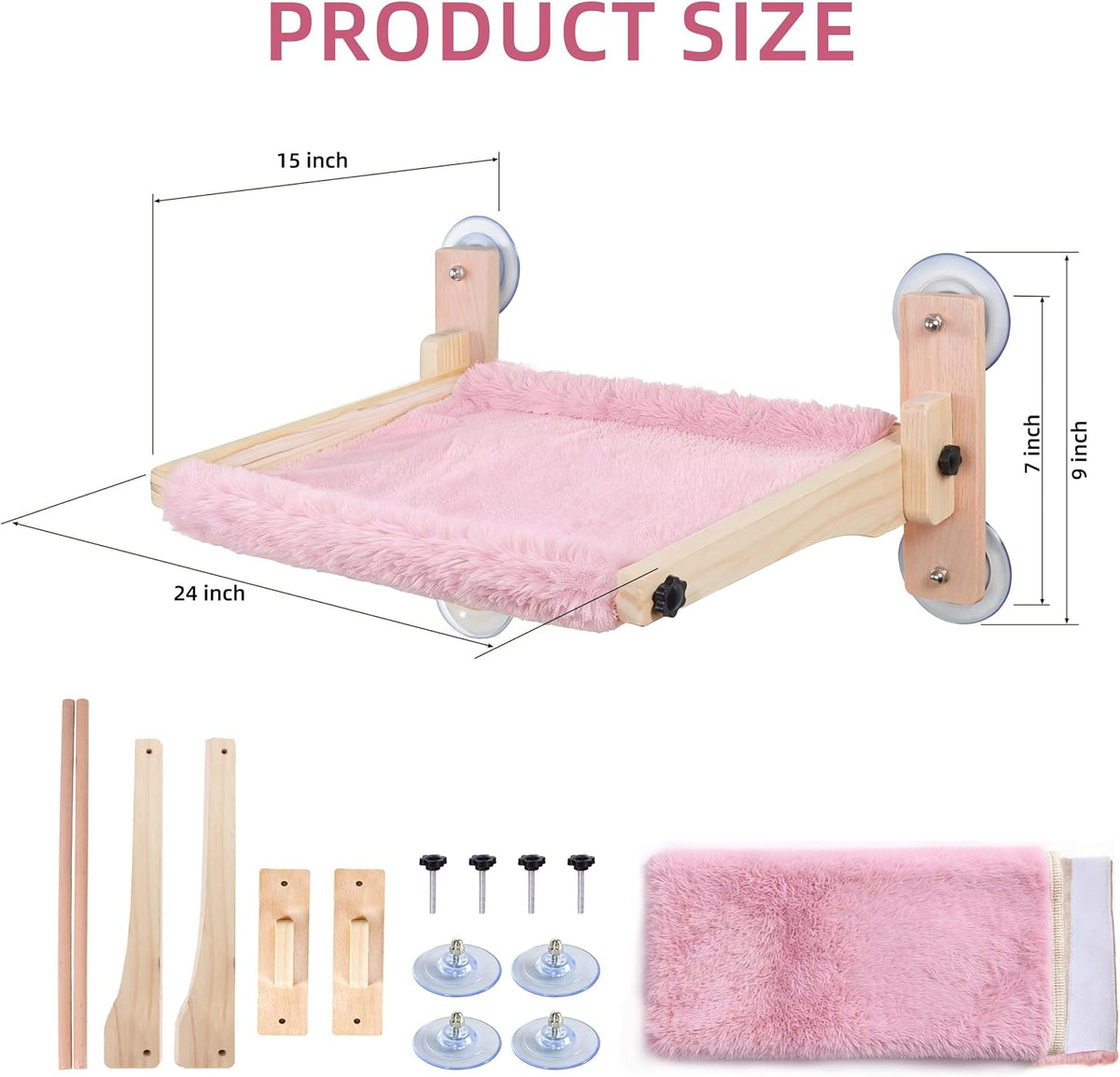 ESPETS Cat Window Perch in Pink - Kittens Napping Bed with Suction Cups