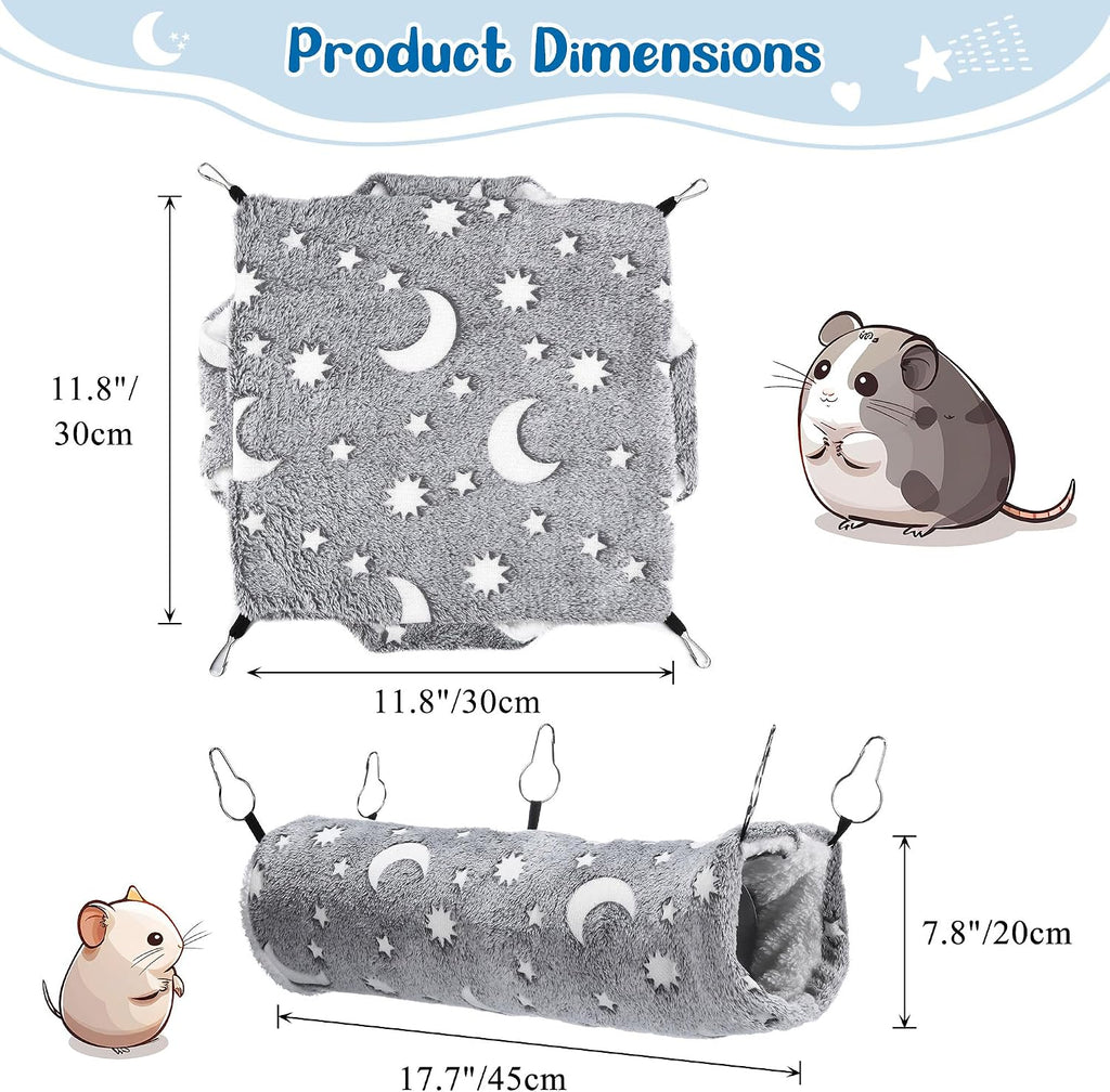 Noctilucent Luminous Grey Guinea Pig Rat Hammock Bunkbed Hanging Tunnel