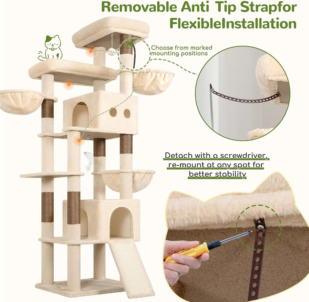 Globlazer 83in Extra Large Maine Coon Cat Tree, F83J, Beige