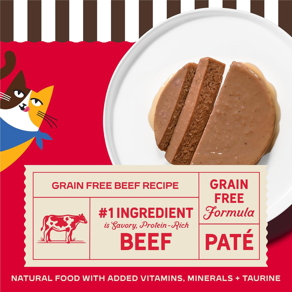 Merrick Purrfect Bistro Beef Pate Wet Cat Food, 3 oz Cans, Pack of 24