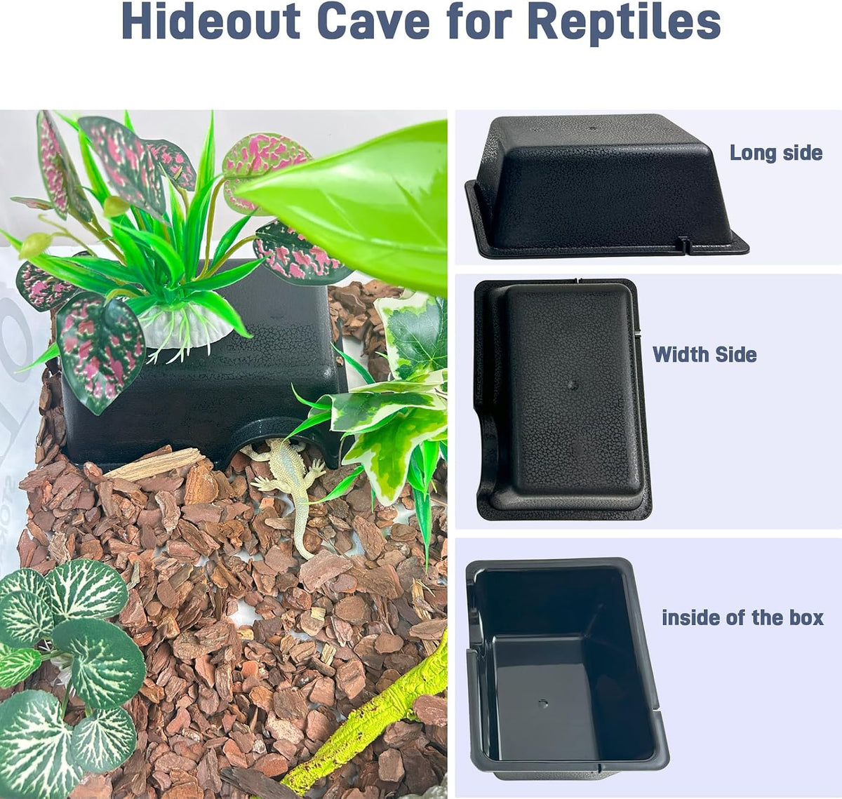 Reptile Hide Cave (2Pcs), Snake Hide for Ball Python & Gecko, Small 6.7"