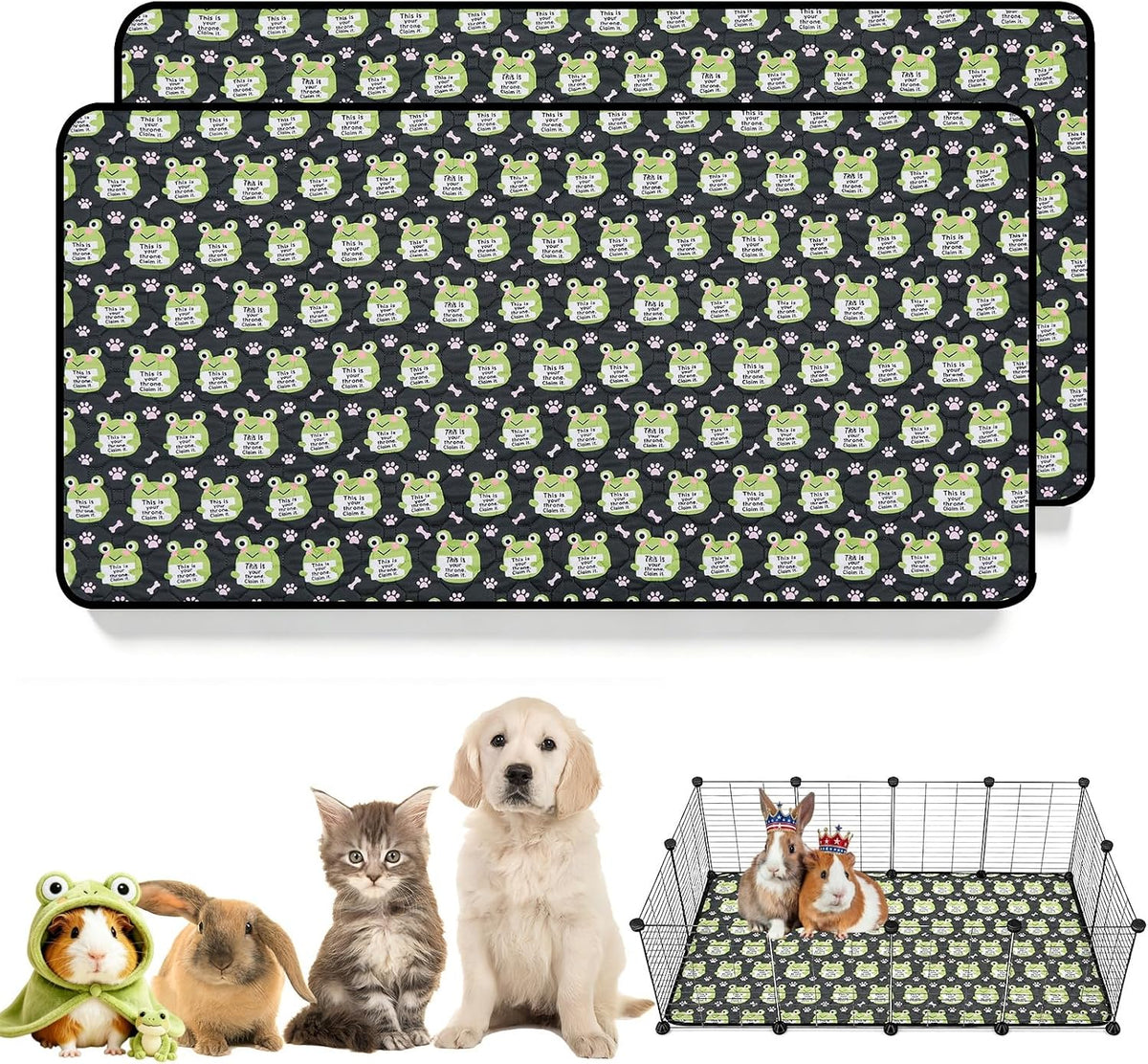2 Pack Guinea Pig Cage Liners,28"x56"Washable Guinea Pig Pee Pads
