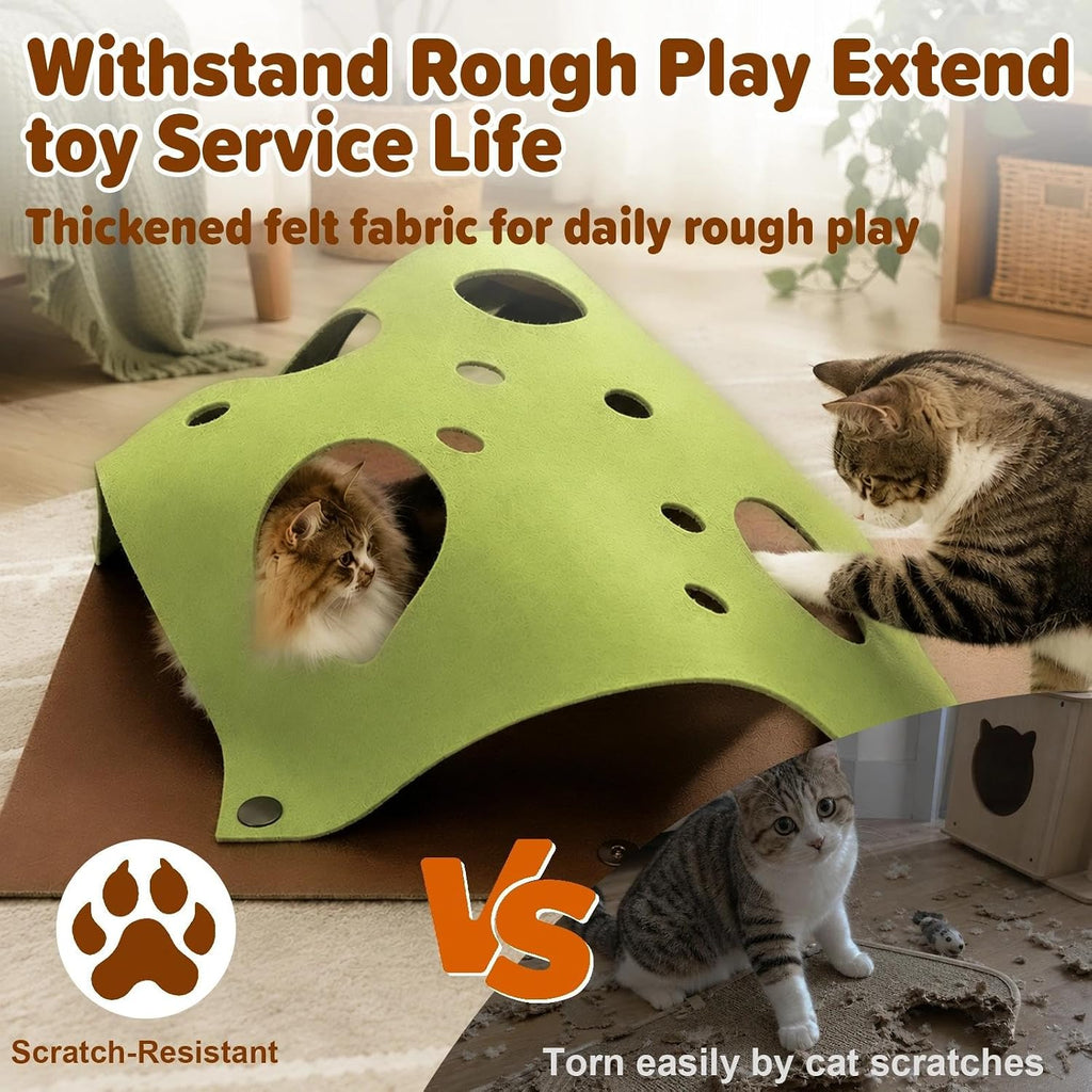 Interactive Felt Cat Tunnel Toy Multi-Scenario Scratch Fun for Indoor Cats