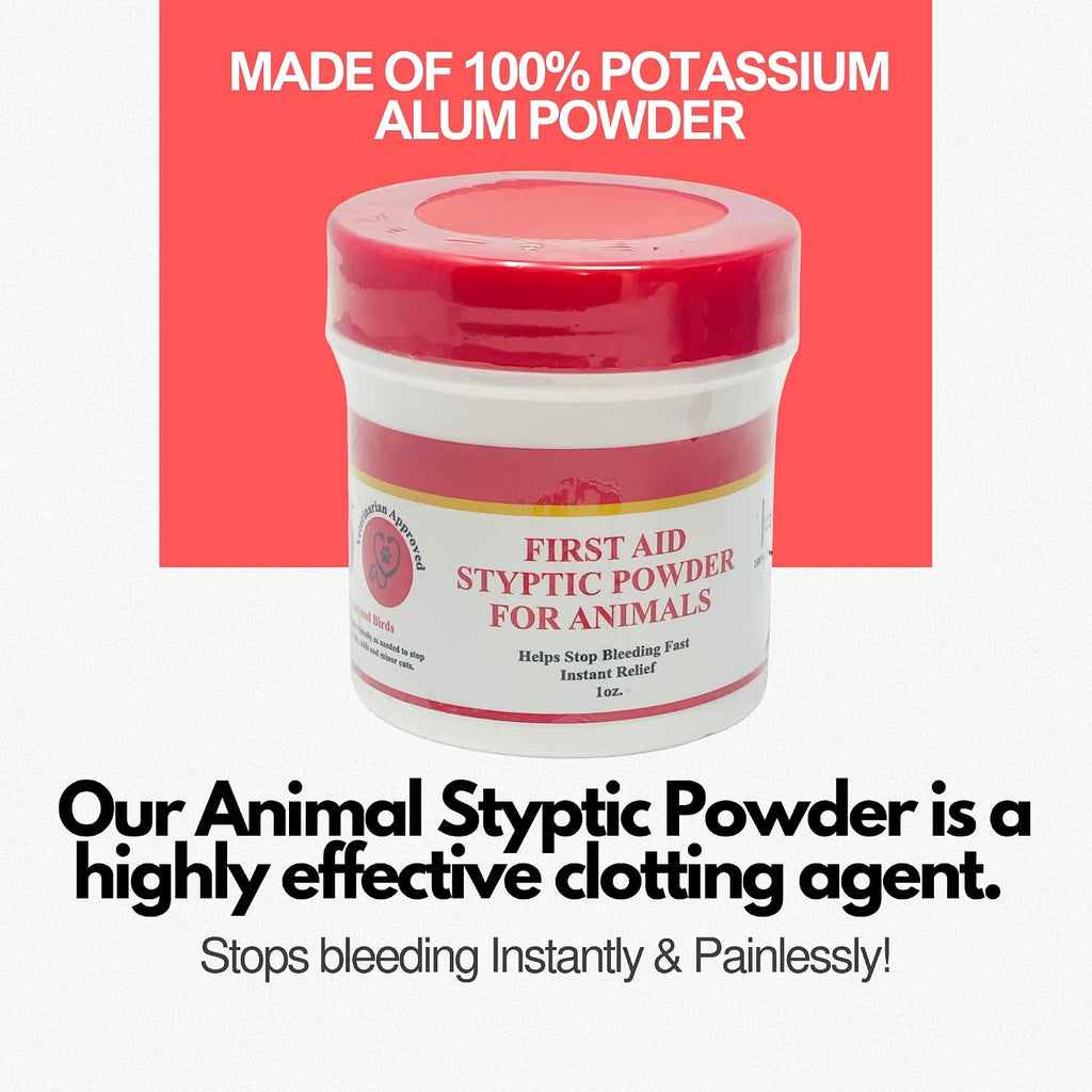 G.B.S Styptic Powder for Animals – Fast-Acting Blood Stop for Dogs, Cats, Birds & Small Pets – First Aid Powder for Nail Bleeding, Minor Cuts & Grooming – 1 oz, Pack of 2