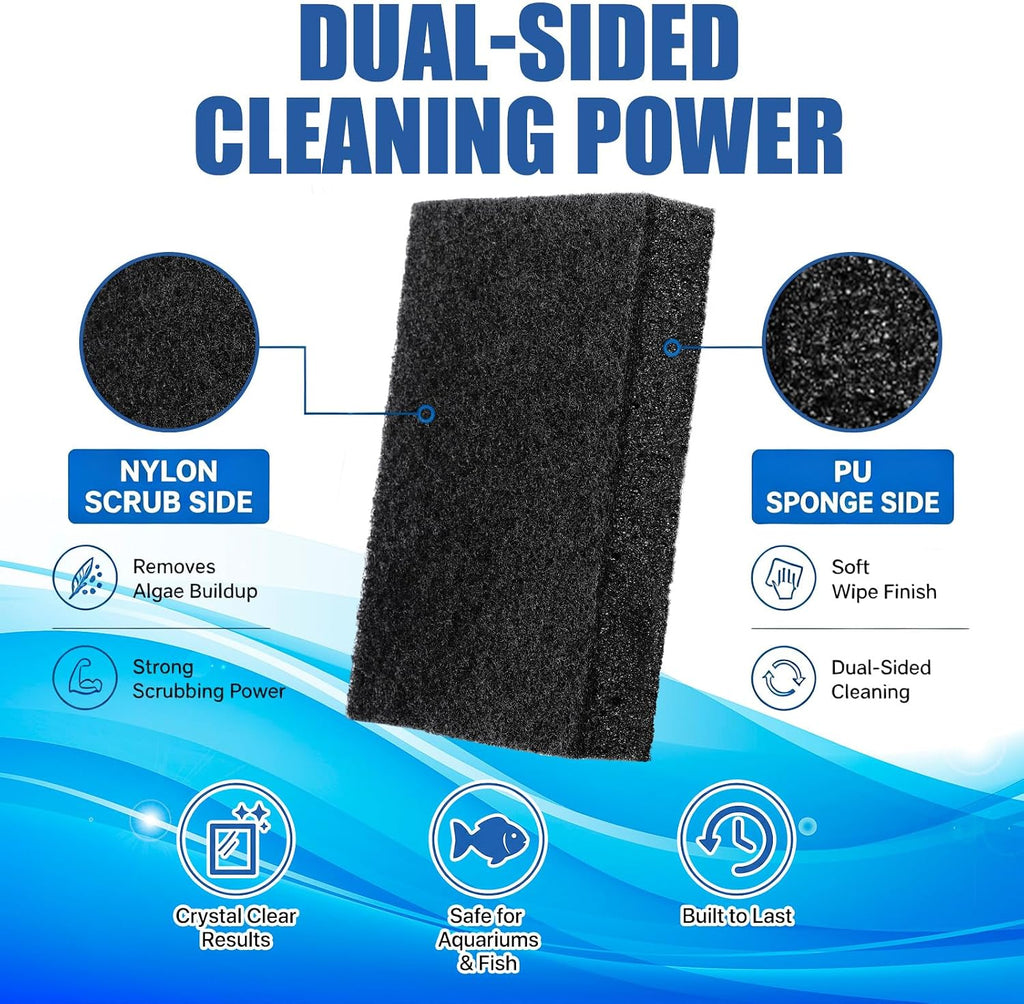 24 Aquarium Seaweed Pad 4x6'' Double Side Cleaner Sponge, Black