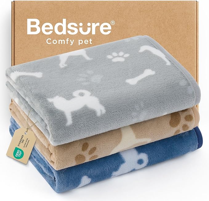 Bedsure 1 Pack 3 Pet Blankets, Super Soft Fluffy Premium Fleece Flannel by BEDSURE