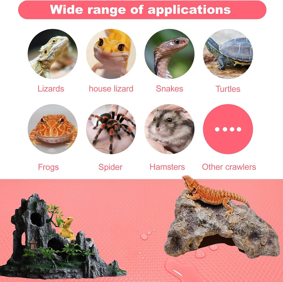 Bearded Dragon Tank Accessories Reptile Tank Accessories Leopard Gecko Tortoise Habitat Accessories Reptile Terrarium Carpet Substrate for Non-adhesive Reptile Habitat Bedding（pink 79inch） (Pink)