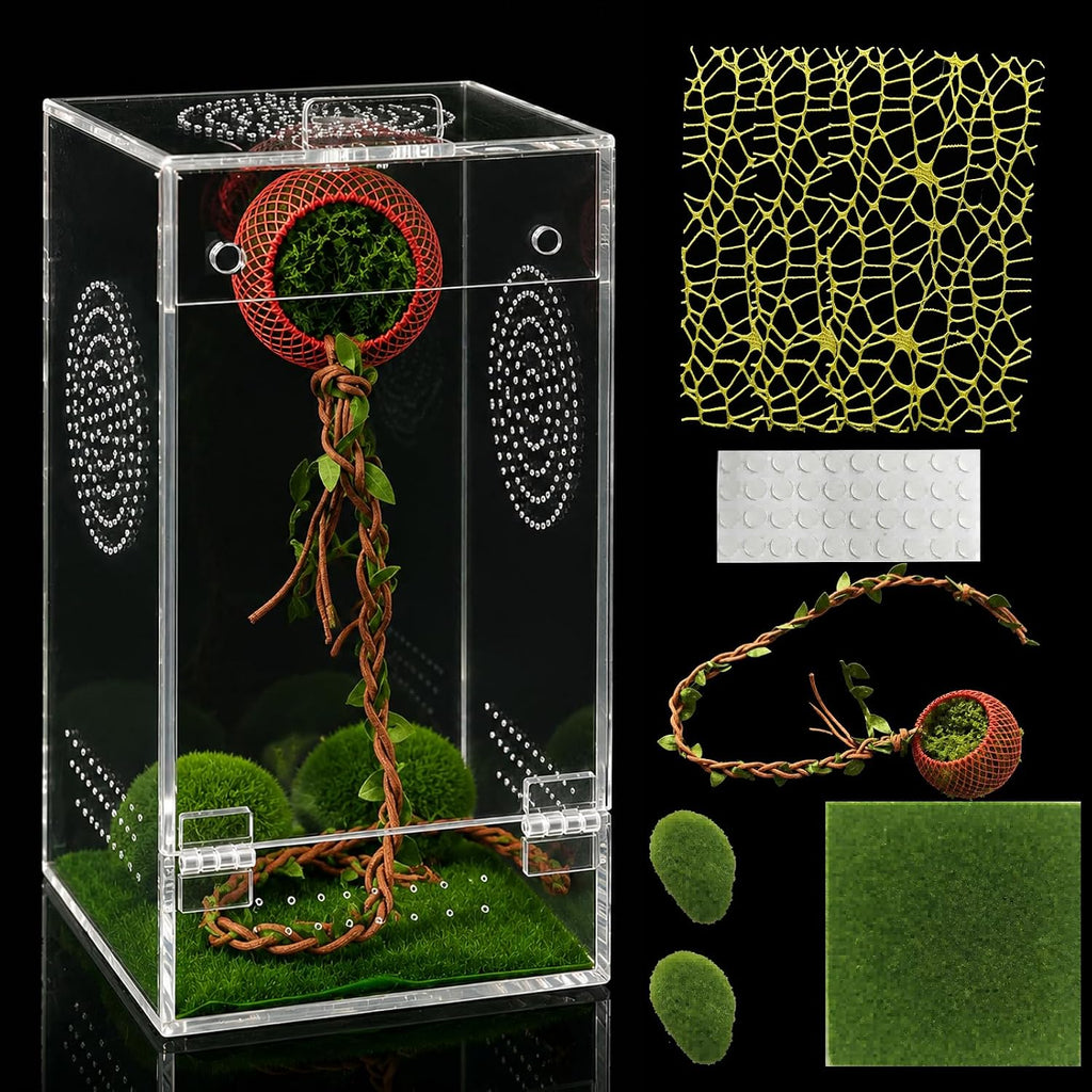 SIHPTO 4x4x8 Inch Pre-Assembled Jumping Spider Enclosure Kit