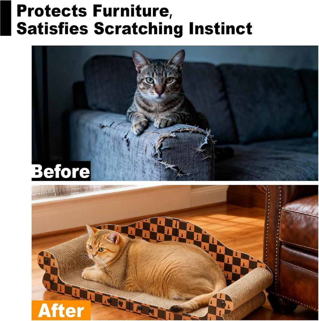 27" Cat Scratcher Bed & Sofa, Large Cardboard Cat Scratch Couch