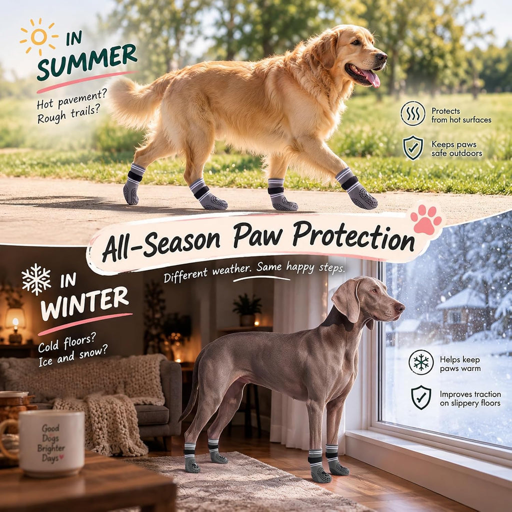 Kuoser Non-Slip Dog Socks Paw Protector for Prevent Licking & Traction