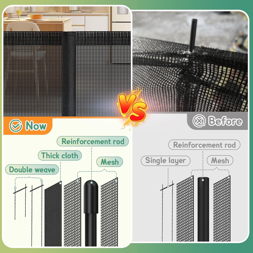 200'' Extra Wide Retractable Baby Gate, 37'' Tall Dog Gate Indoor Outdoor