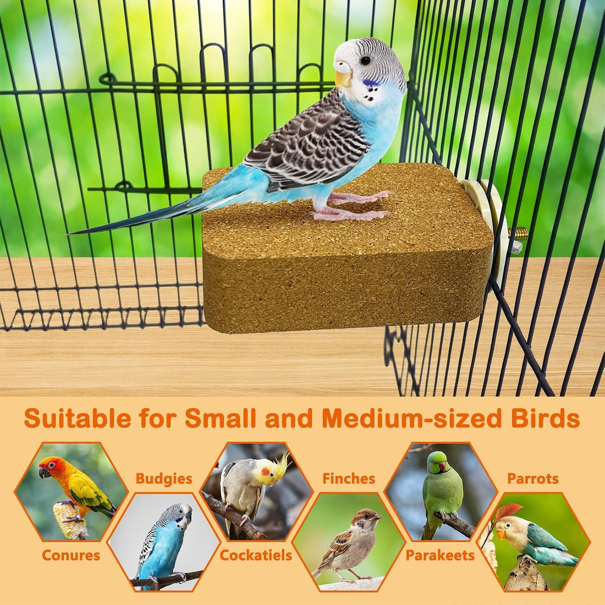 3 Pack Bird Perch Platform Cork Parrot Perch Stand
