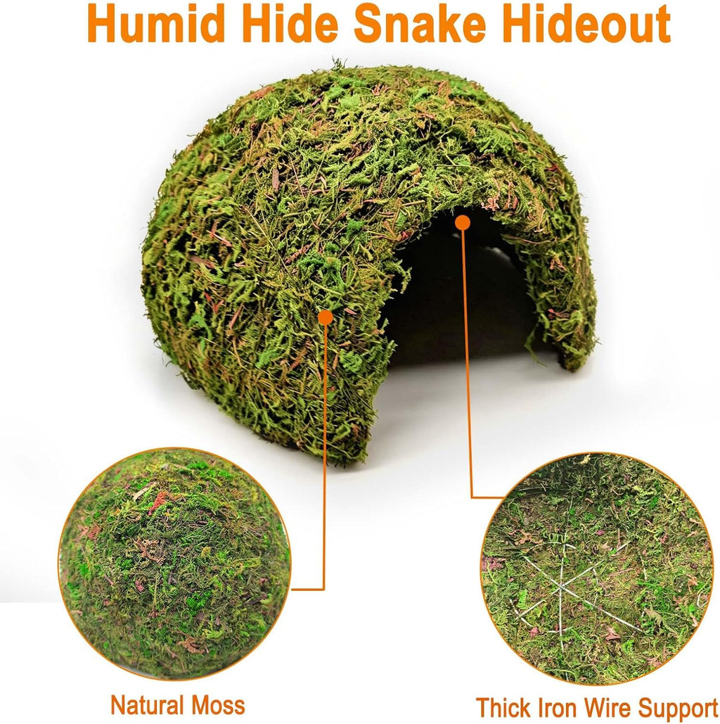 Natural Moss Reptile Hideout Cave,Leopard Gecko Humid Climbing Hide,Yellow