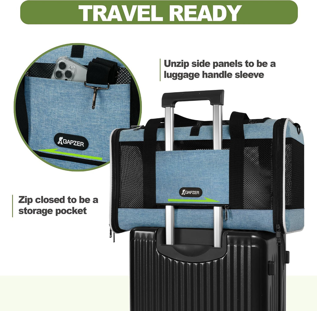 GAPZER Cat Carrier 18 x 11 x 11 Top Loading Soft Pet Travel Bag Over 15lbs
