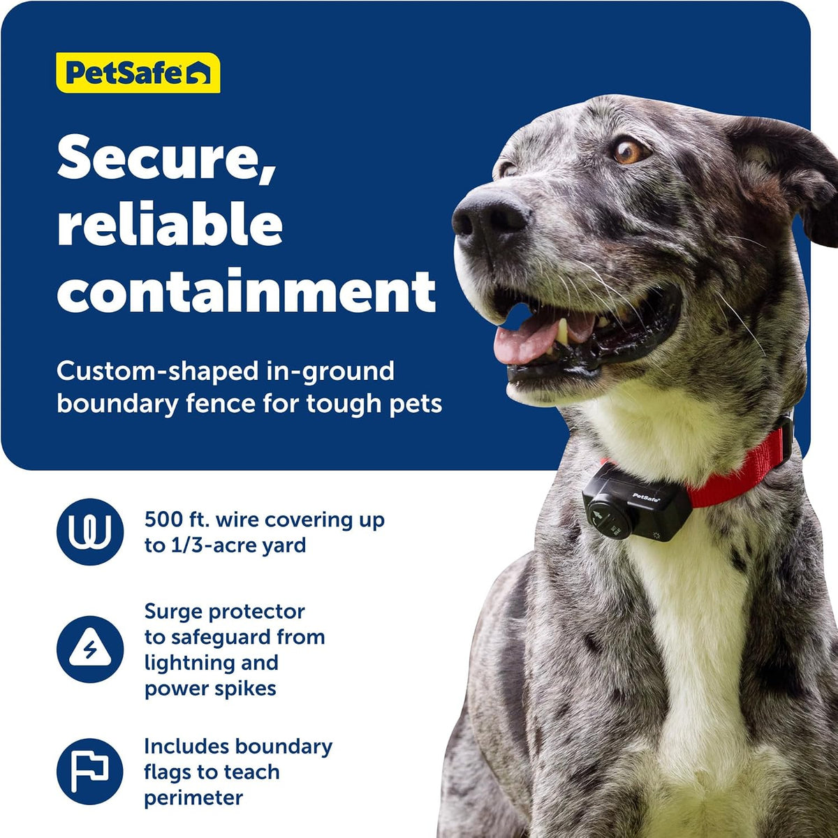 PetSafe In-Ground Pet Fence for Dogs and Cats Over 8 lb. - Waterproof Electric Dog Collar with Tone and Static Correction
