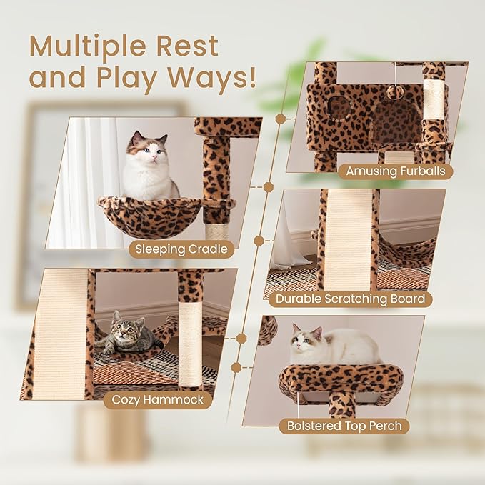 SHA CERLIN 65in Larger Cat Tree Tower Condo - Image 5