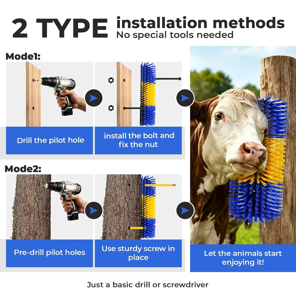 2 Packs Livestock Scratch Brush, Goats Brush Horse Scratching Post