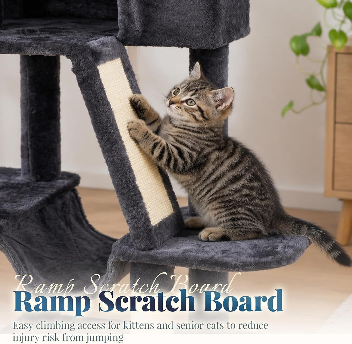 Hey-brother Cat Tree Tower with Padded Platform Bed, Hammock, MPJ019-SG