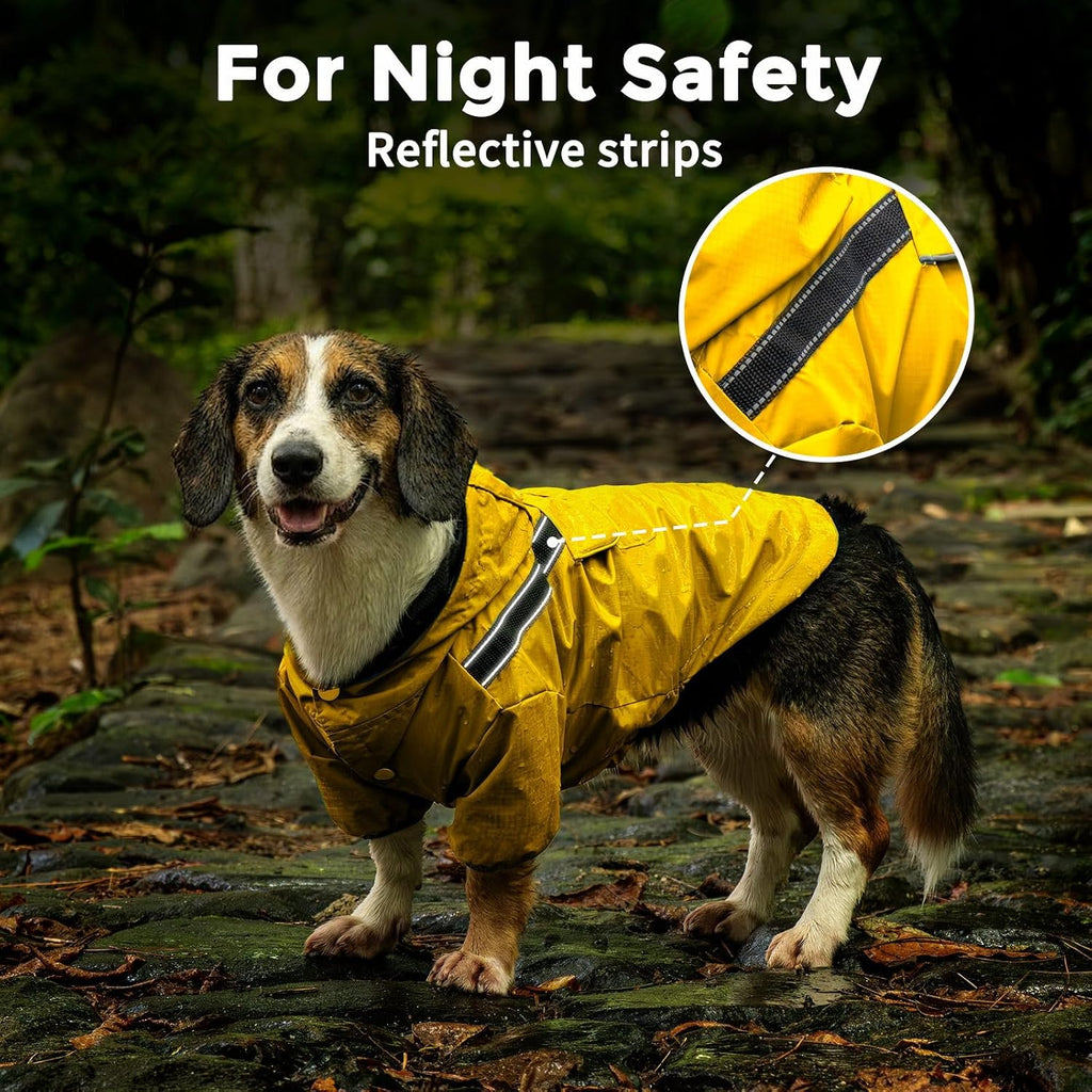 JoyDaog Dog Raincoat with Hood, Waterproof Dog Rain Jacket for Small Dogs